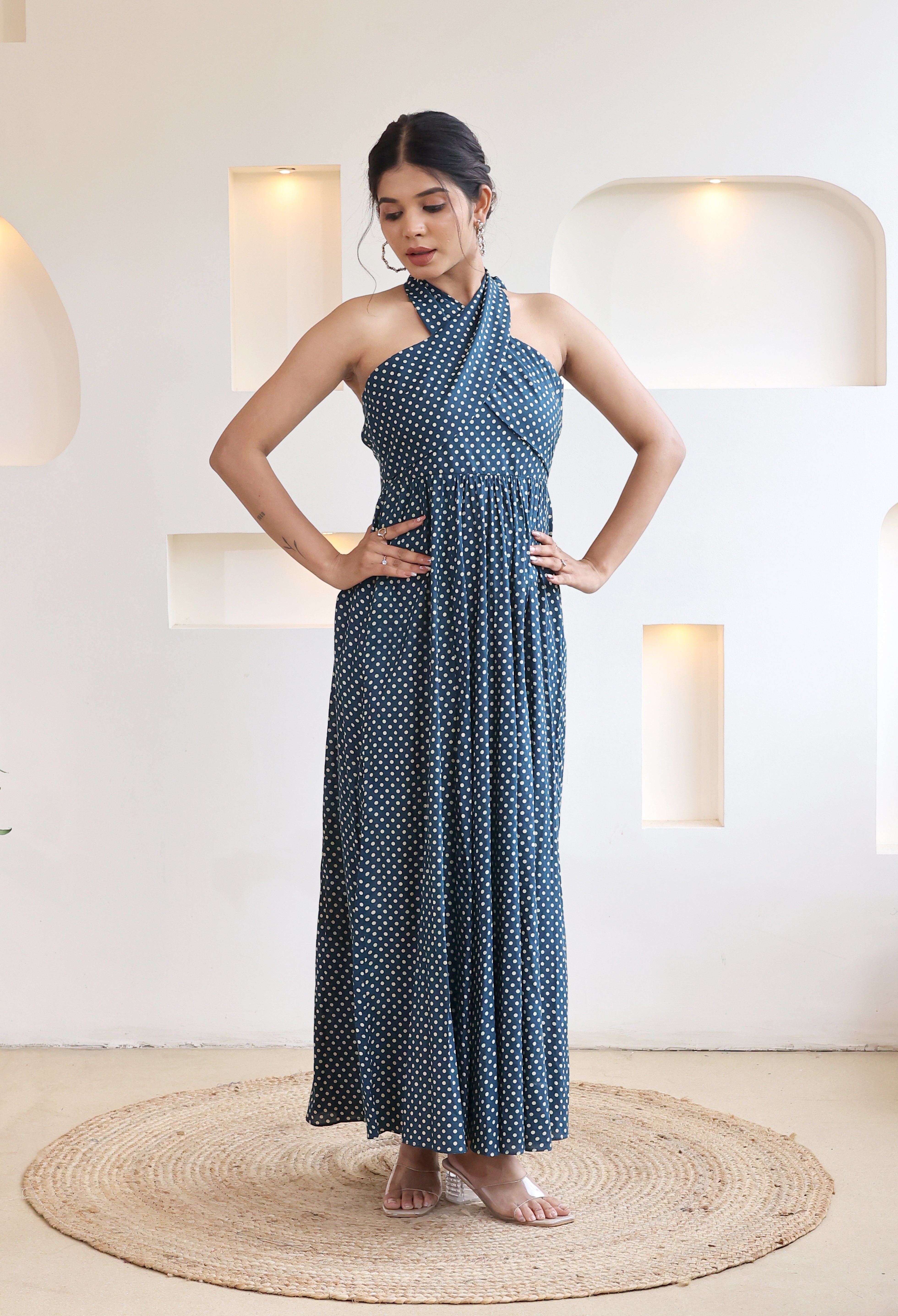 Layla – Polka Dots Maxi Dress – Ritara by Roshni