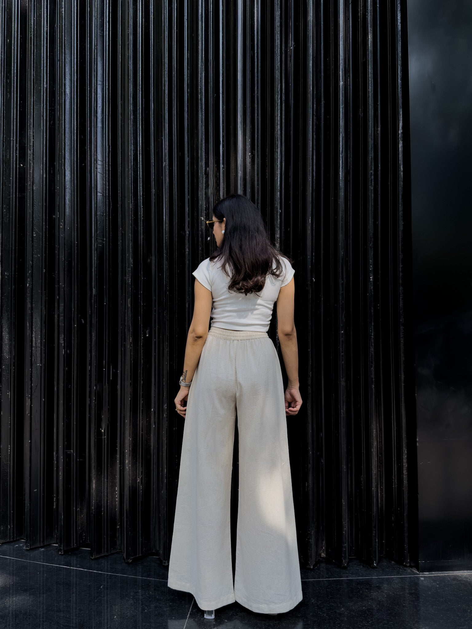 Off-White Linen Drawstring Trousers