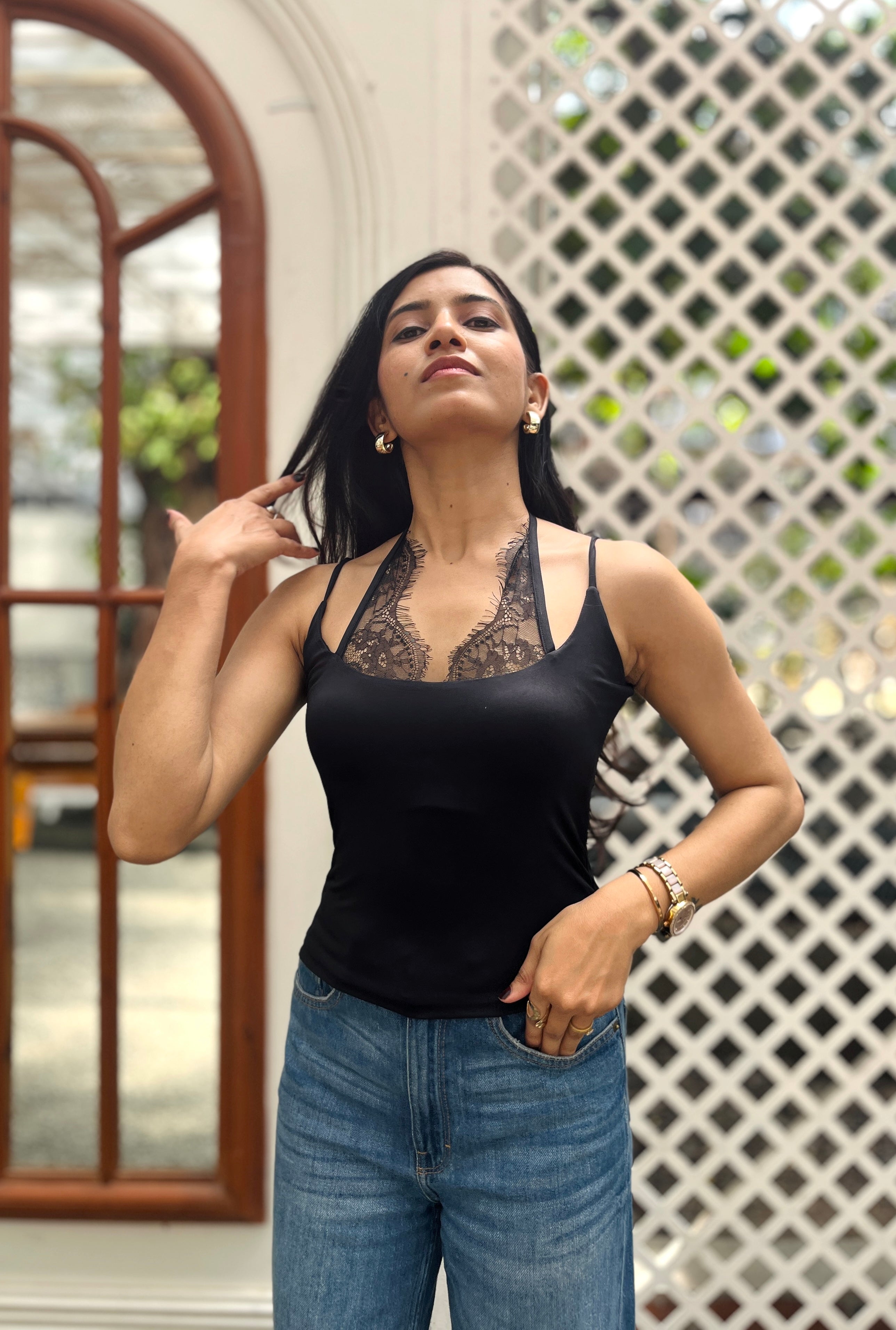 Demi Black Lace Top