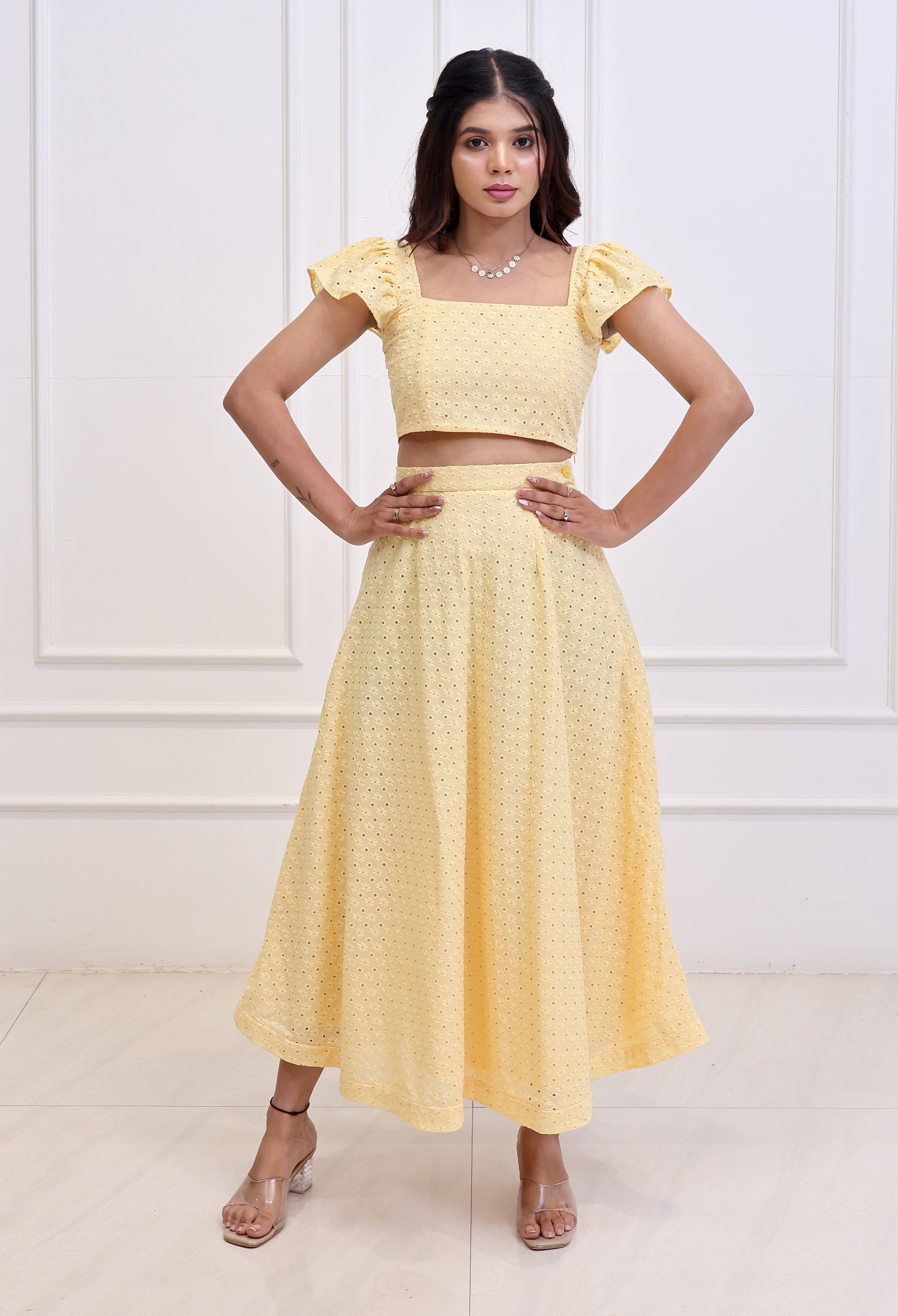 Zaina - Yellow Hakoba Co-ord Set