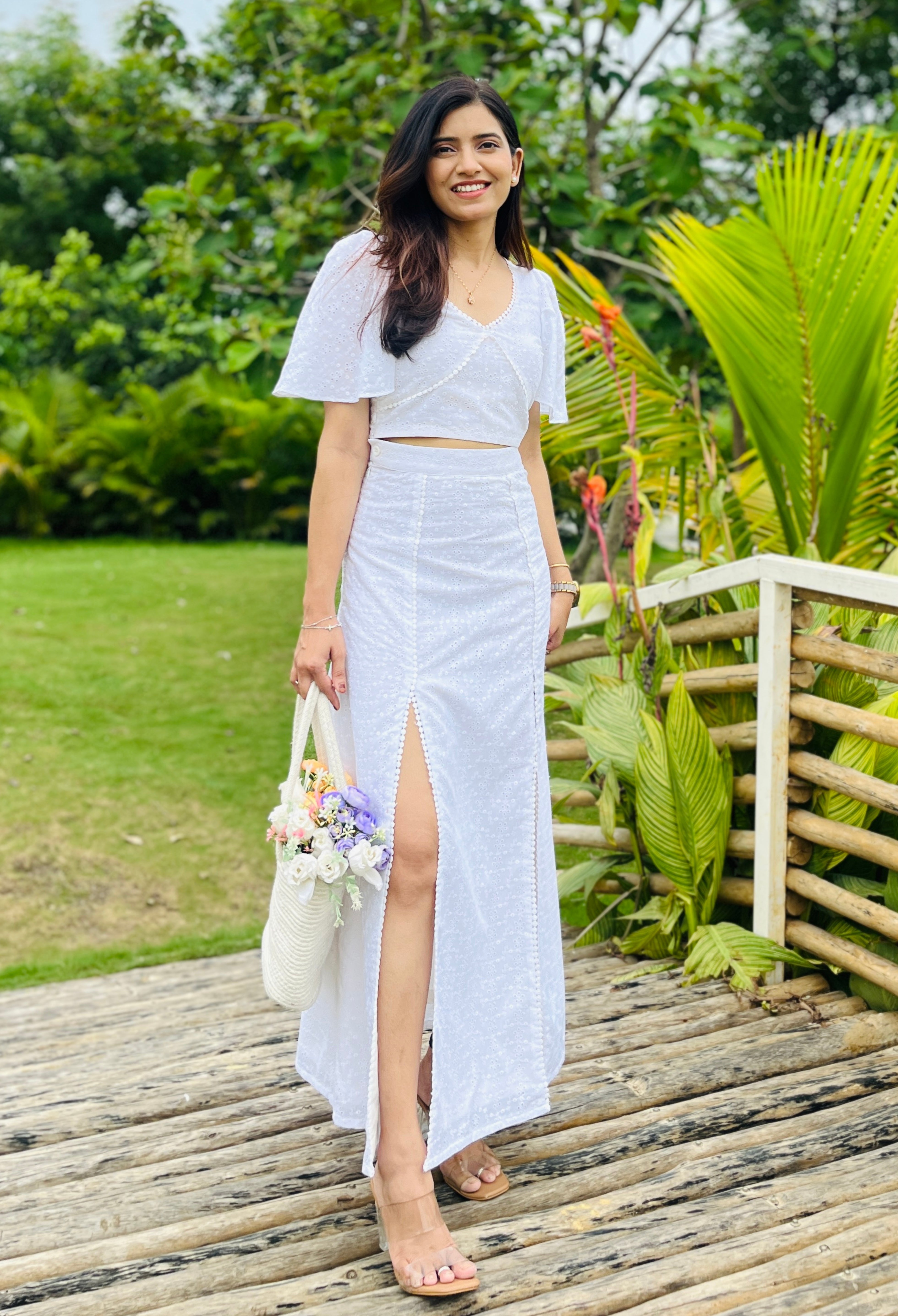 Nysa - White Hakoba Lace Co-Ord Set