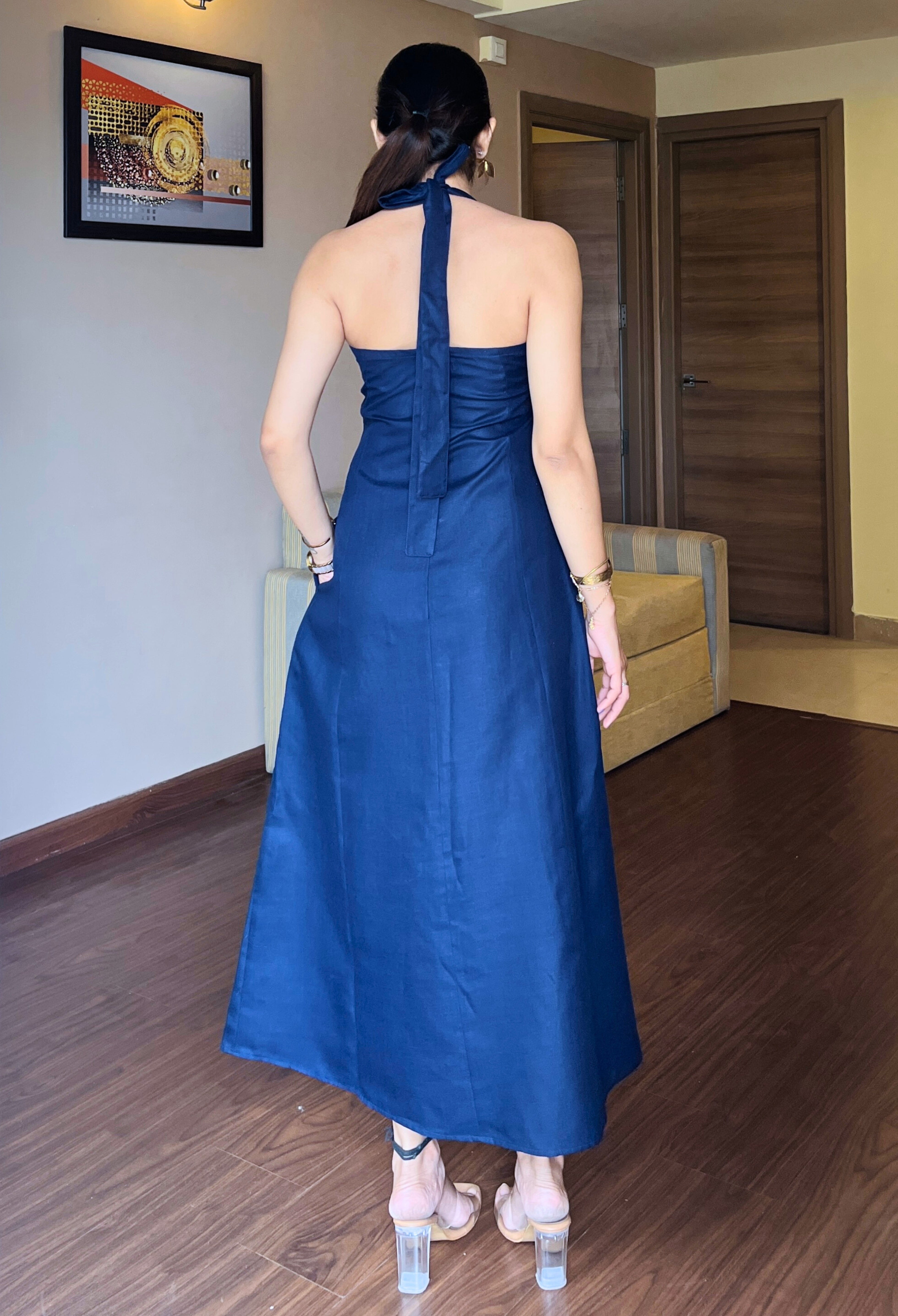 Iris - Blue Halterneck Dress