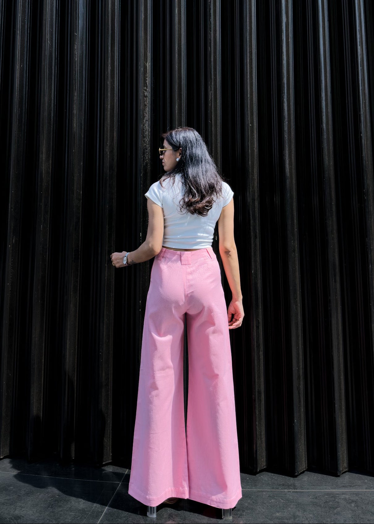 Pink Pleated Linen Trousers