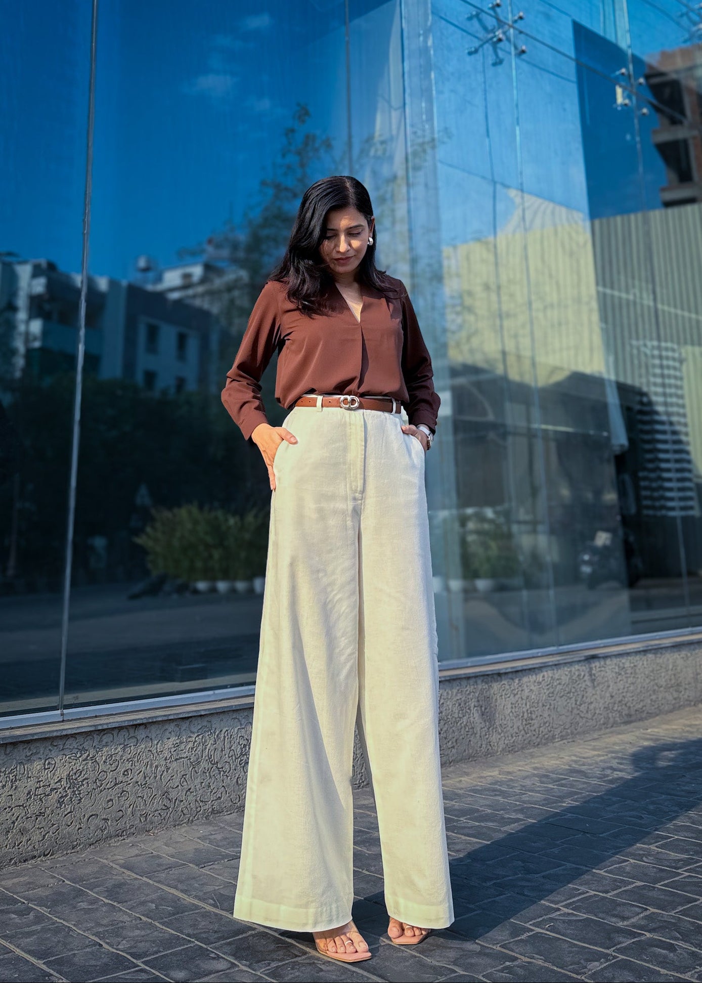Off-White Linen Tailored Fit Trousers