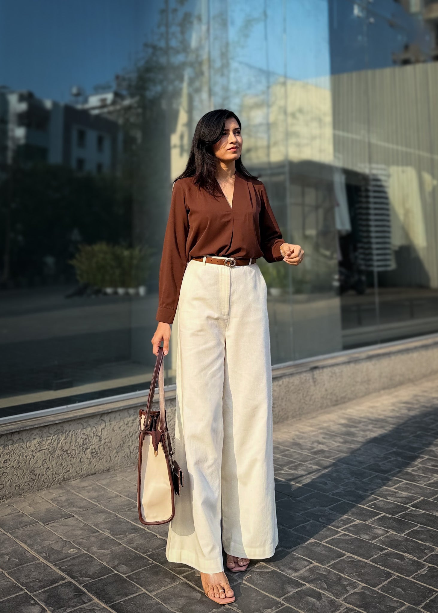 Off-White Linen Tailored Fit Trousers